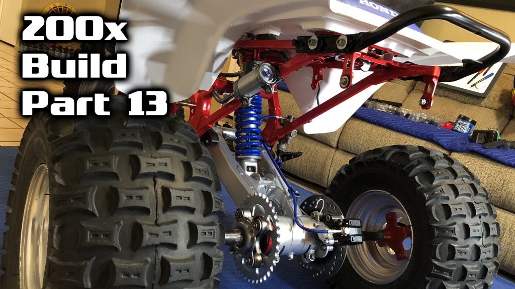 Honda ATC 200x Build – Part 13 – Swingarm, Rear Shock, Axle, Brake Caliper Rotor Line, Hubs, Wheels
