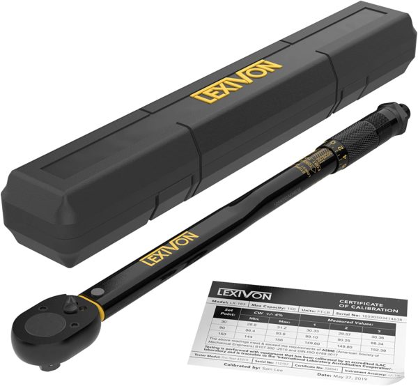 Torque Wrench Half Inch Drive Click 10 to 150 Foot Pounds by Lexivon 1
